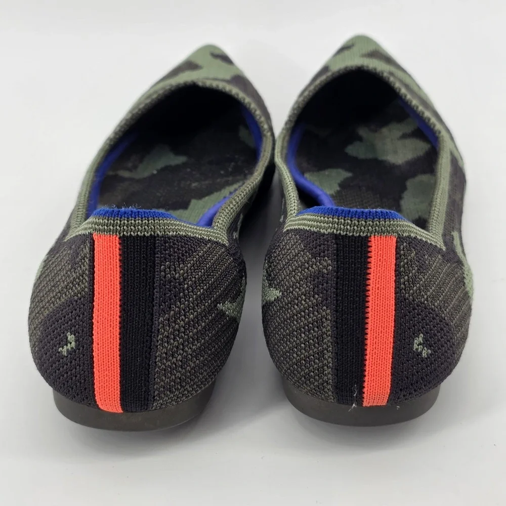 Rothy's Point Flat Shoe in Green Camouflage Pattern size 8.5 Womans